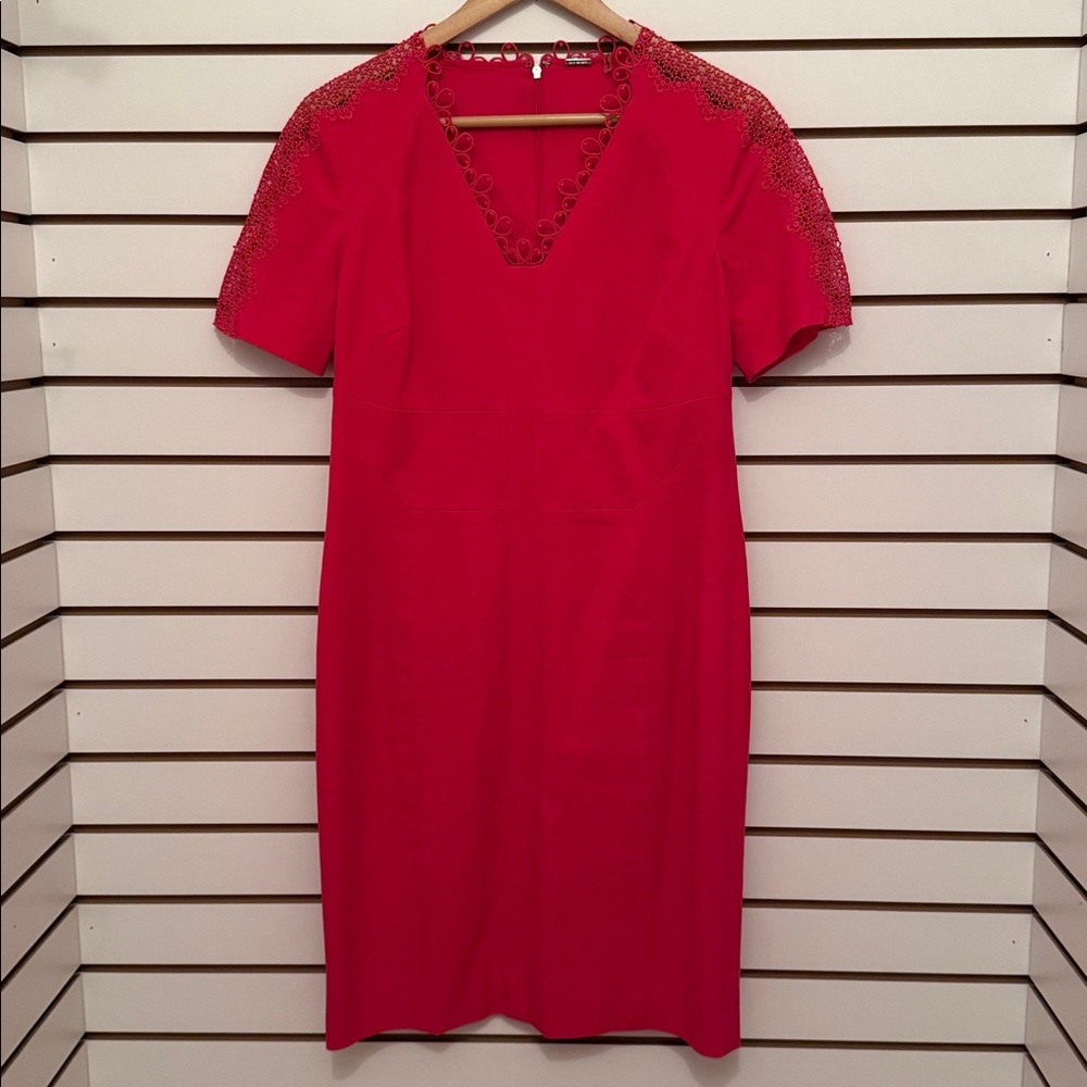 Elie Tahari Vibrant Pink Top with Embroidered Trim
